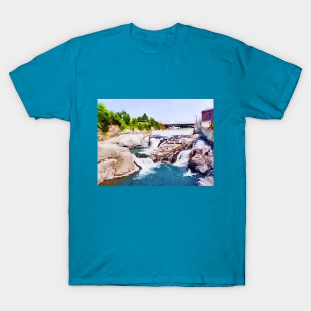 Spokane River Falls Watercolor T-Shirt by terrybain